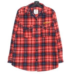 Simply Southern Shacket Lumberjack Hipster Casual Cozy Fleece Plaid Red Small JC